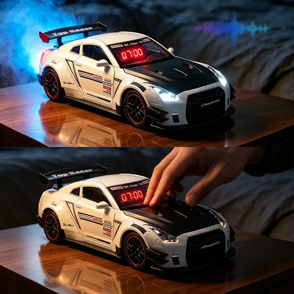 GTR Simulated Sports Car Alarm Clock Adjustable Engine Roar Sound with Mist Sprayer Creative Desktop Ornament ﻿ ﻿ ﻿ ﻿ ﻿ ﻿ ﻿