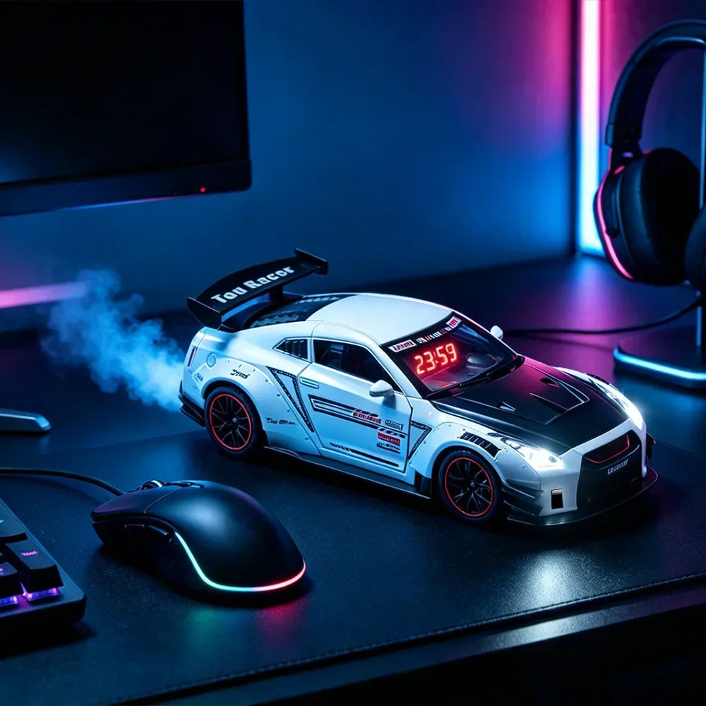 GTR Simulated Sports Car Alarm Clock Adjustable Engine Roar Sound with Mist Sprayer Creative Desktop Ornament ﻿ ﻿ ﻿ ﻿ ﻿ ﻿ ﻿
